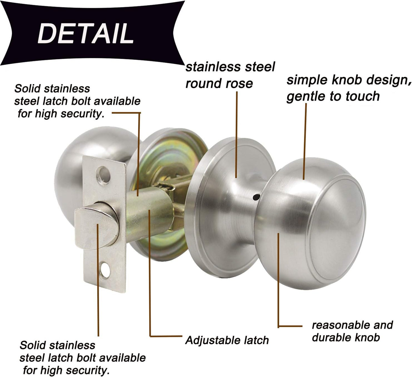Probrico 8 Pack Satin Nickel Interior Passage Door Knobs - Keyless Closet Handleset Locks