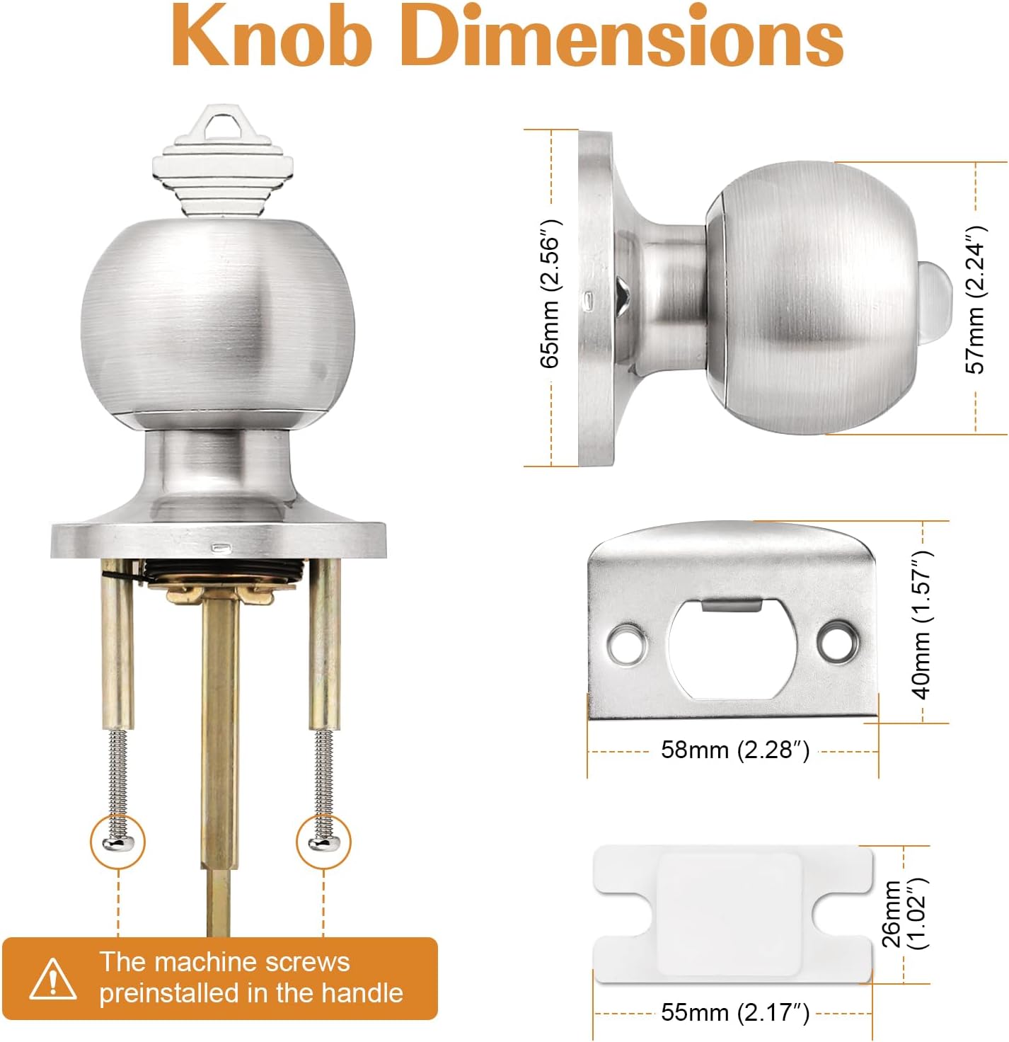 Probrico Brushed Nickel One Keyway Ball Door Knobs Entry Lock with Keys, 3 Pack Keyed Alike Door Locksets, Interior Exterior Keyed Hardware - WildKart