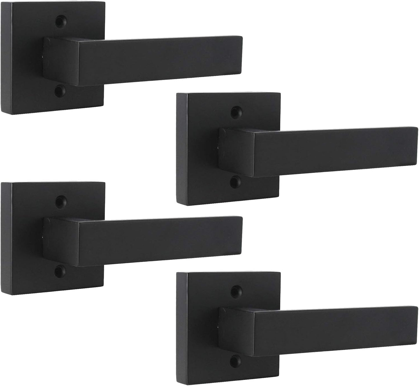 Probrico Matte Black Square French Doors Dummy Handles, Closet Balcony Pantry Hardware, Stainless Steel Levers, 4 Pack - WildKart