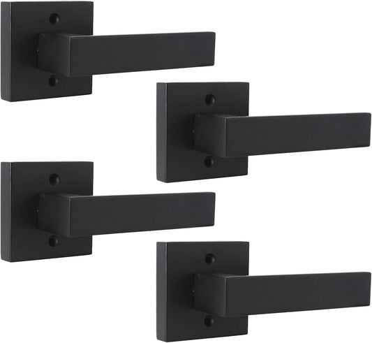 Probrico Matte Black Square French Doors Dummy Handles, Closet Balcony Pantry Hardware, Stainless Steel Levers, 4 Pack - WildKart