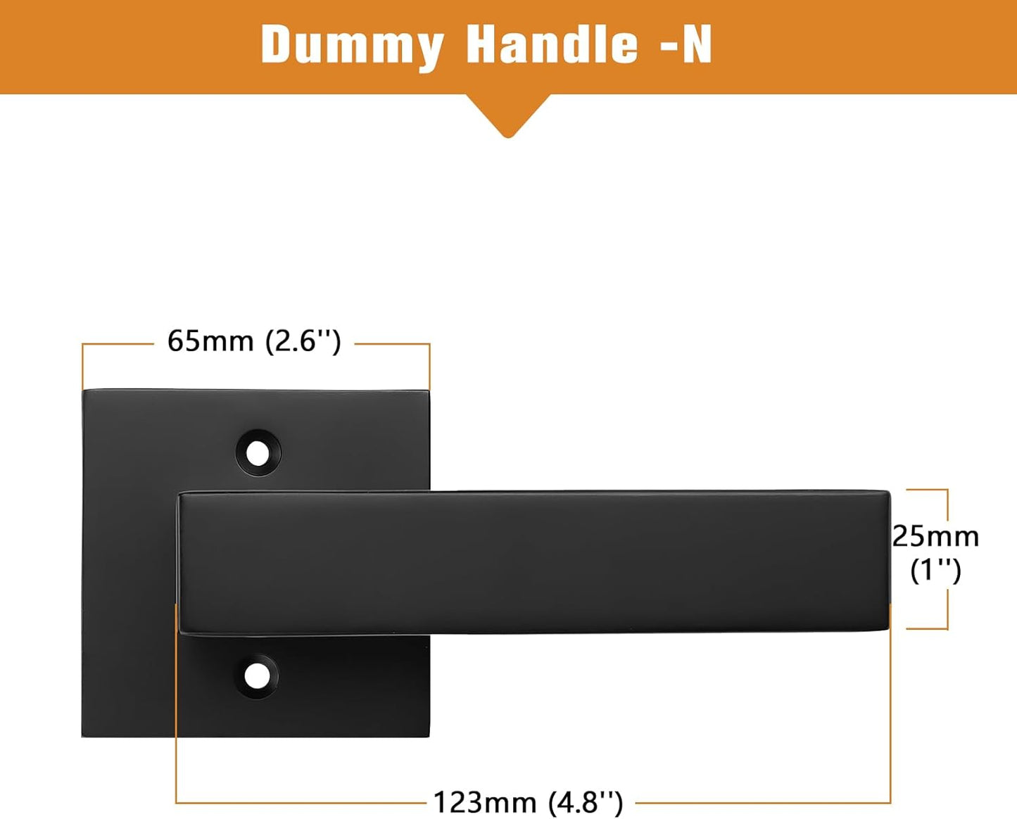 Probrico Matte Black Square French Doors Dummy Handles, Closet Balcony Pantry Hardware, Stainless Steel Levers, 4 Pack - WildKart