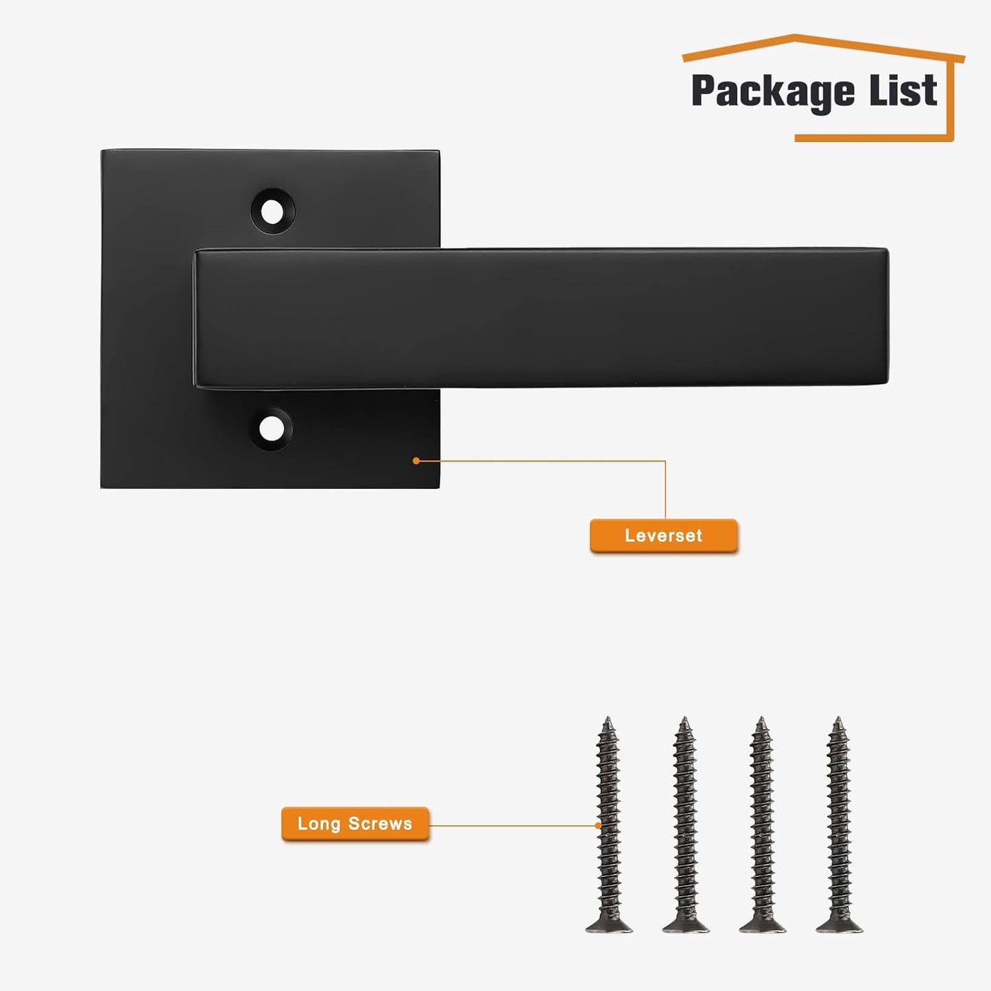 Probrico Matte Black Square French Doors Dummy Handles, Closet Balcony Pantry Hardware, Stainless Steel Levers, 4 Pack - WildKart