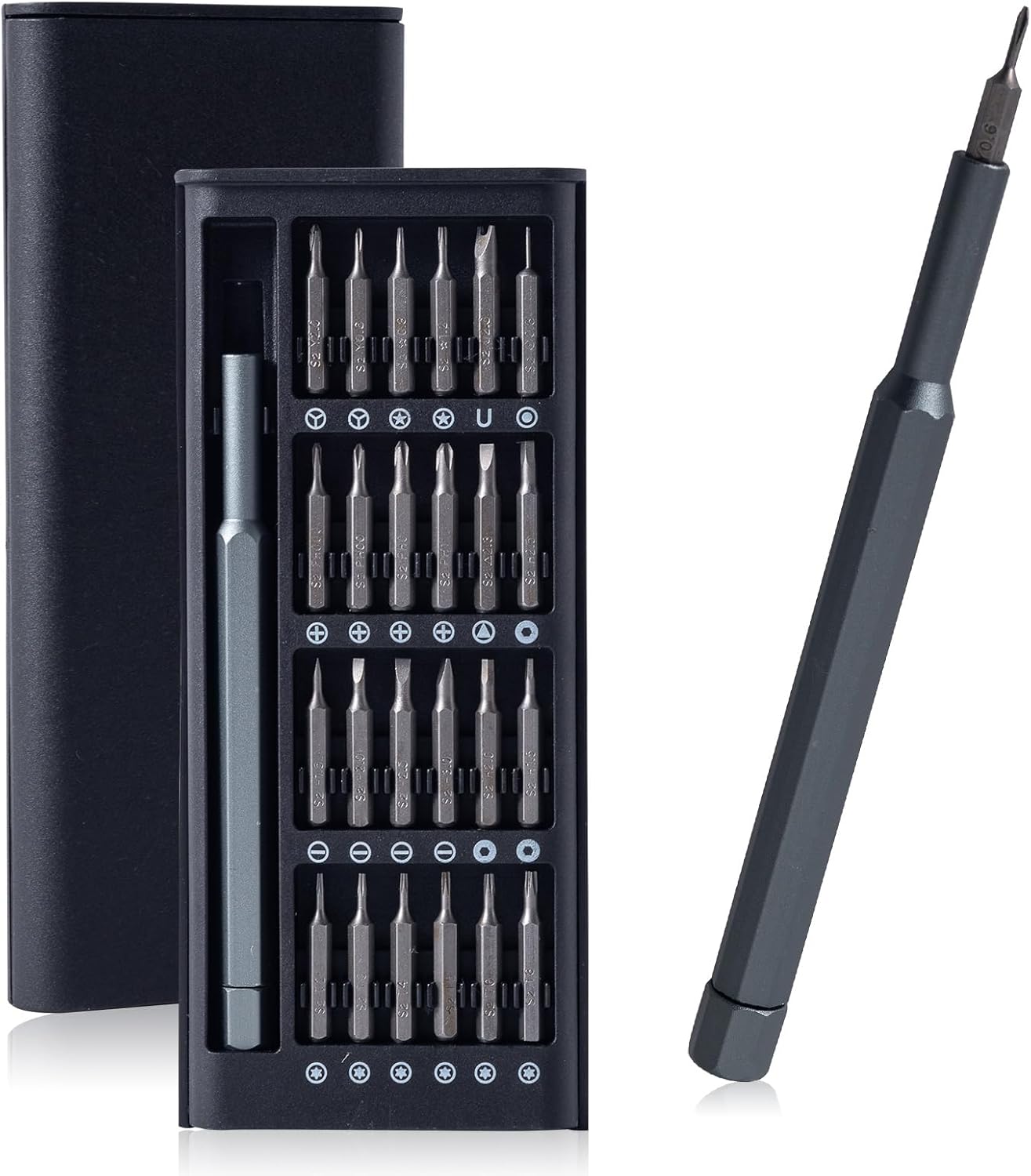 Professional 24 in 1 Mini Screwdriver Set with Magnetic Tip for Precision Repairs - Ideal for Laptops, Glasses, Cameras - Grey