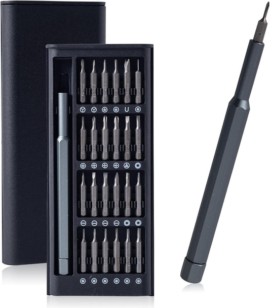 Professional 24 in 1 Mini Screwdriver Set with Magnetic Tip for Precision Repairs - Ideal for Laptops, Glasses, Cameras - Grey
