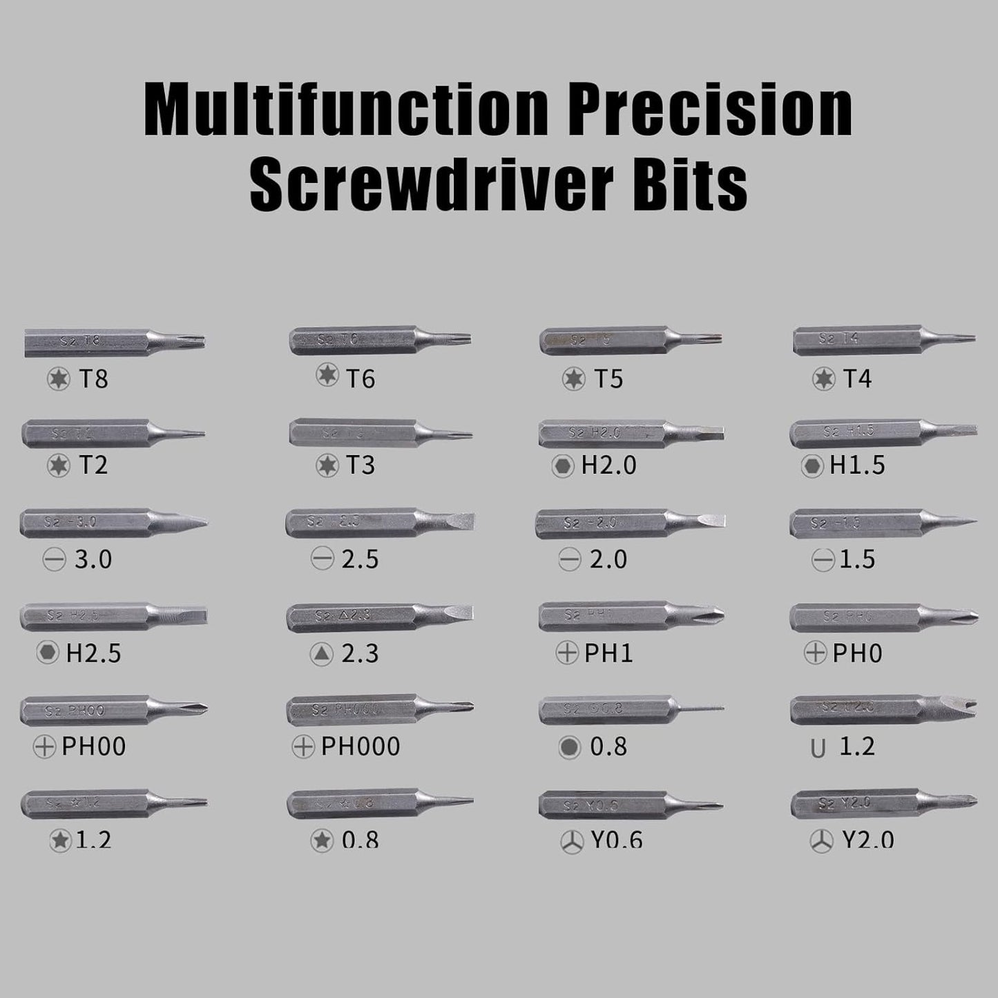 Professional 24 in 1 Mini Screwdriver Set with Magnetic Tip for Precision Repairs - Ideal for Laptops, Glasses, Cameras - Grey