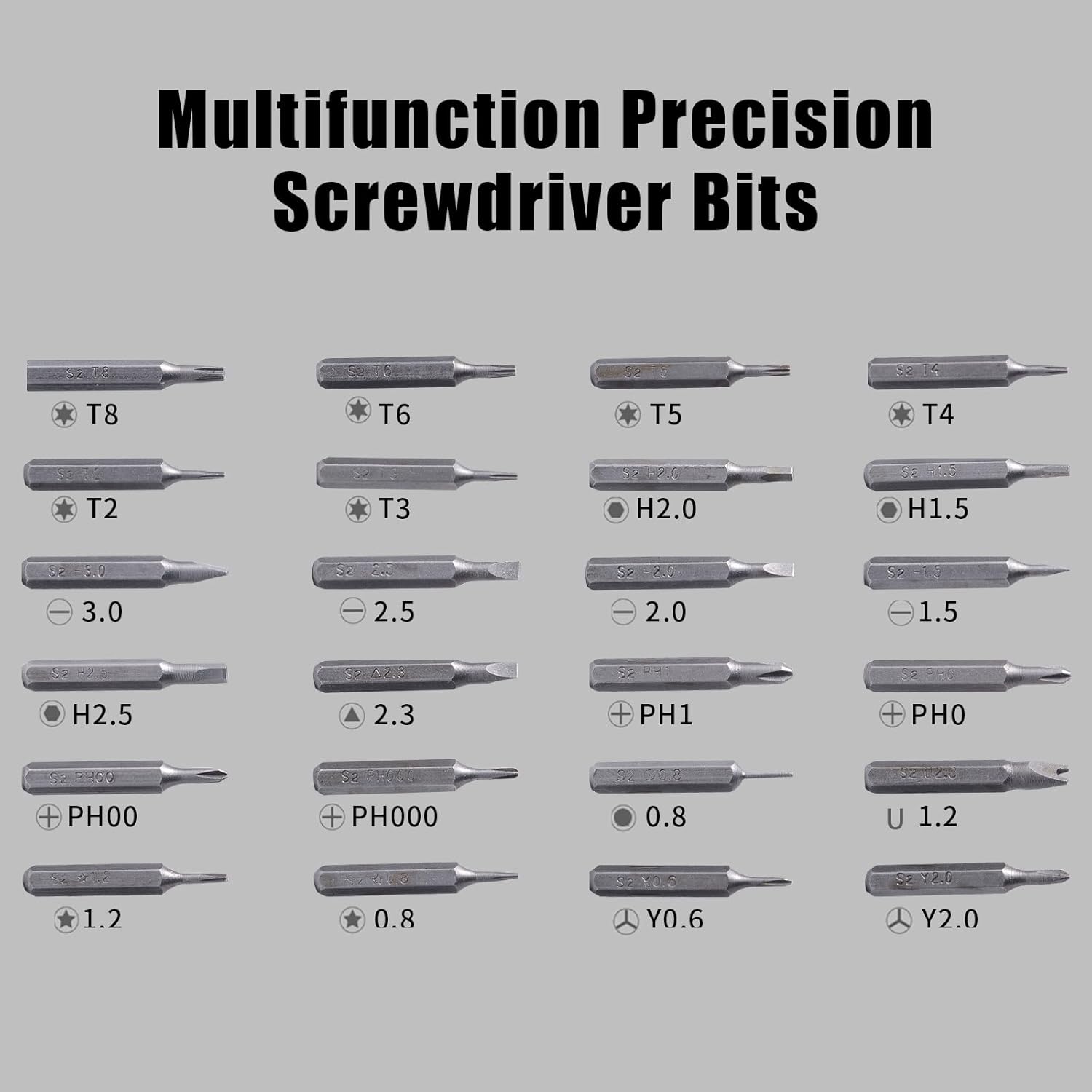 Professional 24 in 1 Mini Screwdriver Set with Magnetic Tip for Precision Repairs - Ideal for Laptops, Glasses, Cameras - Grey