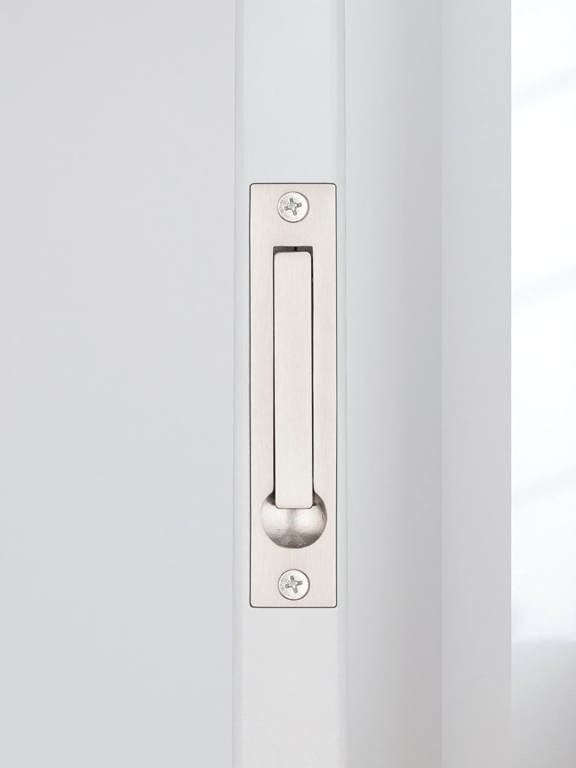 Professional Stainless Steel 304 Hidden Door Handle for Pocket Sliding Door - Flush Mount Pocket Door Hardware with Spring Loaded Mechanism - 4" Satin Nickel Edge Pull