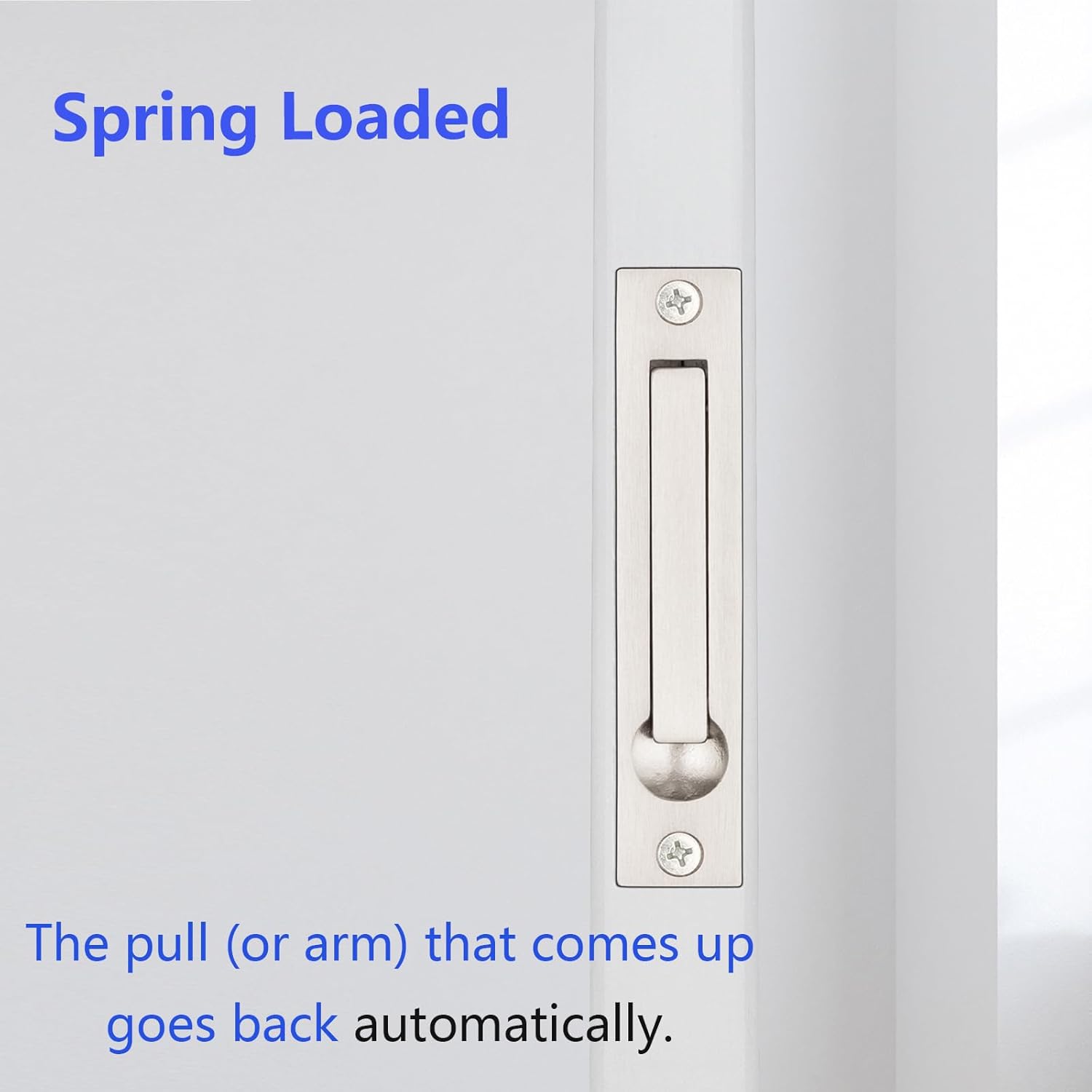Professional Stainless Steel 304 Hidden Door Handle for Pocket Sliding Door - Flush Mount Pocket Door Hardware with Spring Loaded Mechanism - 4" Satin Nickel Edge Pull