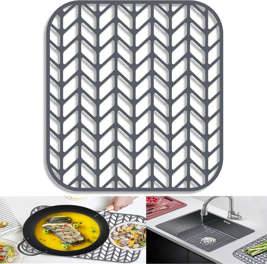 Protect Your Kitchen Sink with AWOKE 12.25" x 11.5" Silicone Sink Mat - Heat-resistant & Easy to Clean - Ideal for Stainless Steel Sink