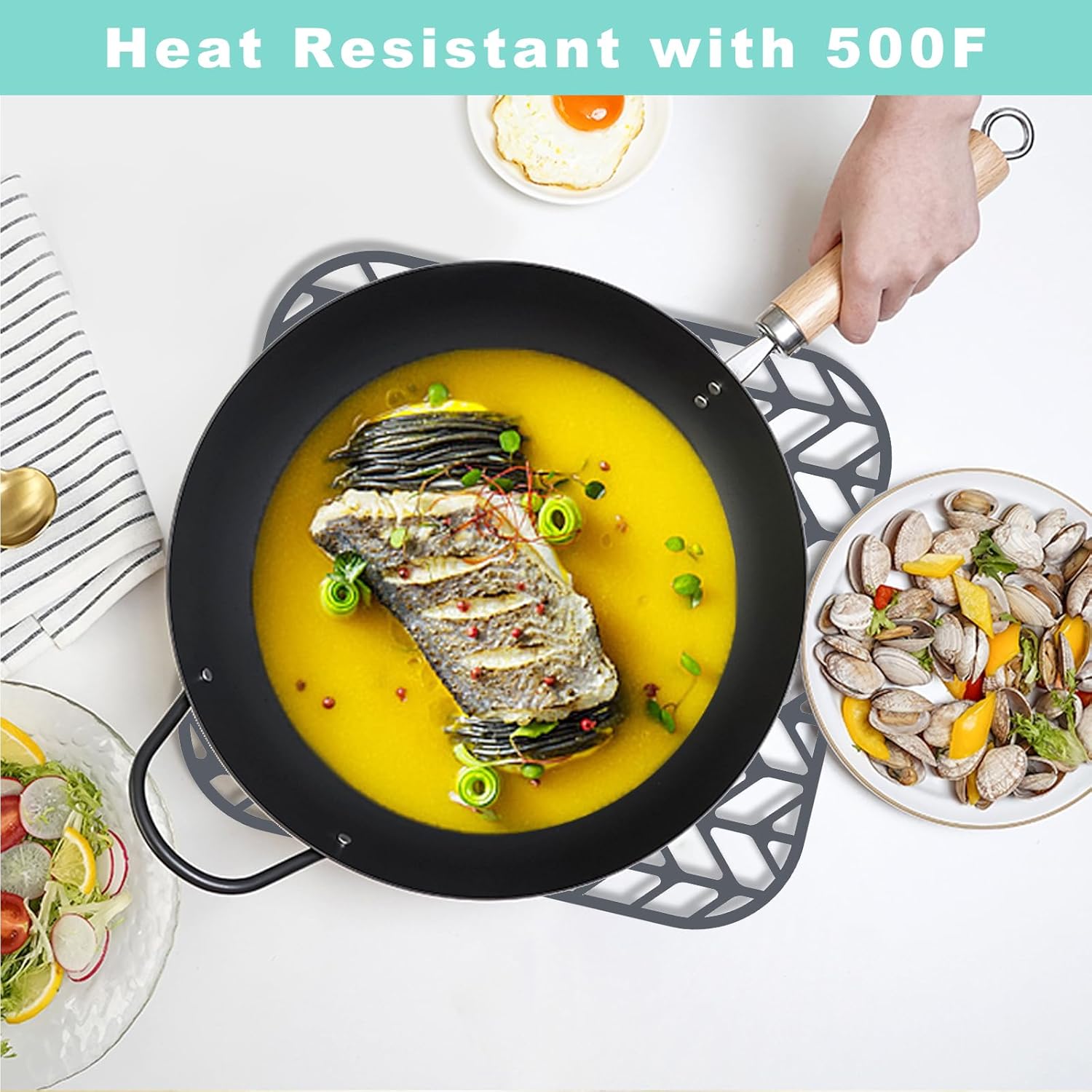 Protect Your Kitchen Sink with AWOKE 12.25" x 11.5" Silicone Sink Mat - Heat-resistant & Easy to Clean - Ideal for Stainless Steel Sink