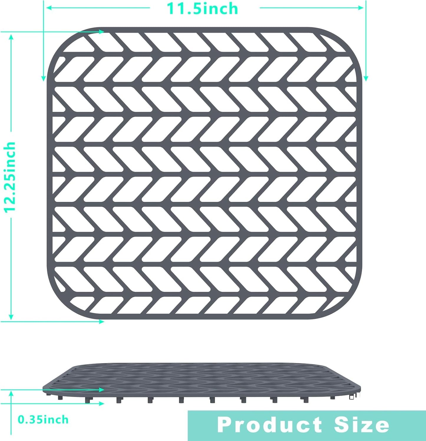 Protect Your Kitchen Sink with AWOKE 12.25" x 11.5" Silicone Sink Mat - Heat-resistant & Easy to Clean - Ideal for Stainless Steel Sink