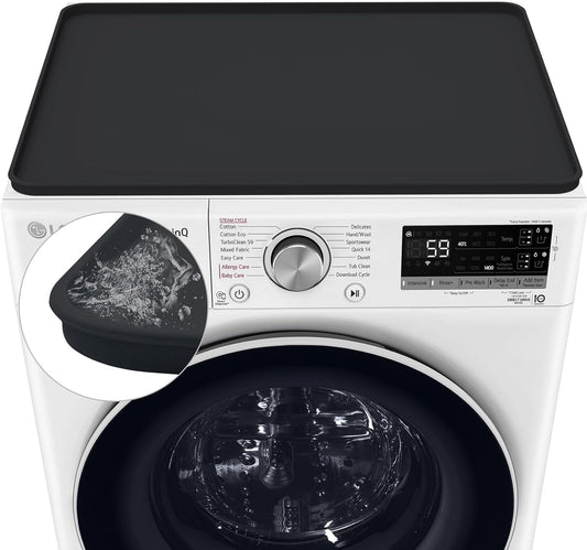 Protective Black Washer and Dryer Cover - 23.6" x 19.7" Non-Slip Silicone Mat for Washing Machine - Heat Resistant Laundry Appliance Top Cover for Home - 1 Piece