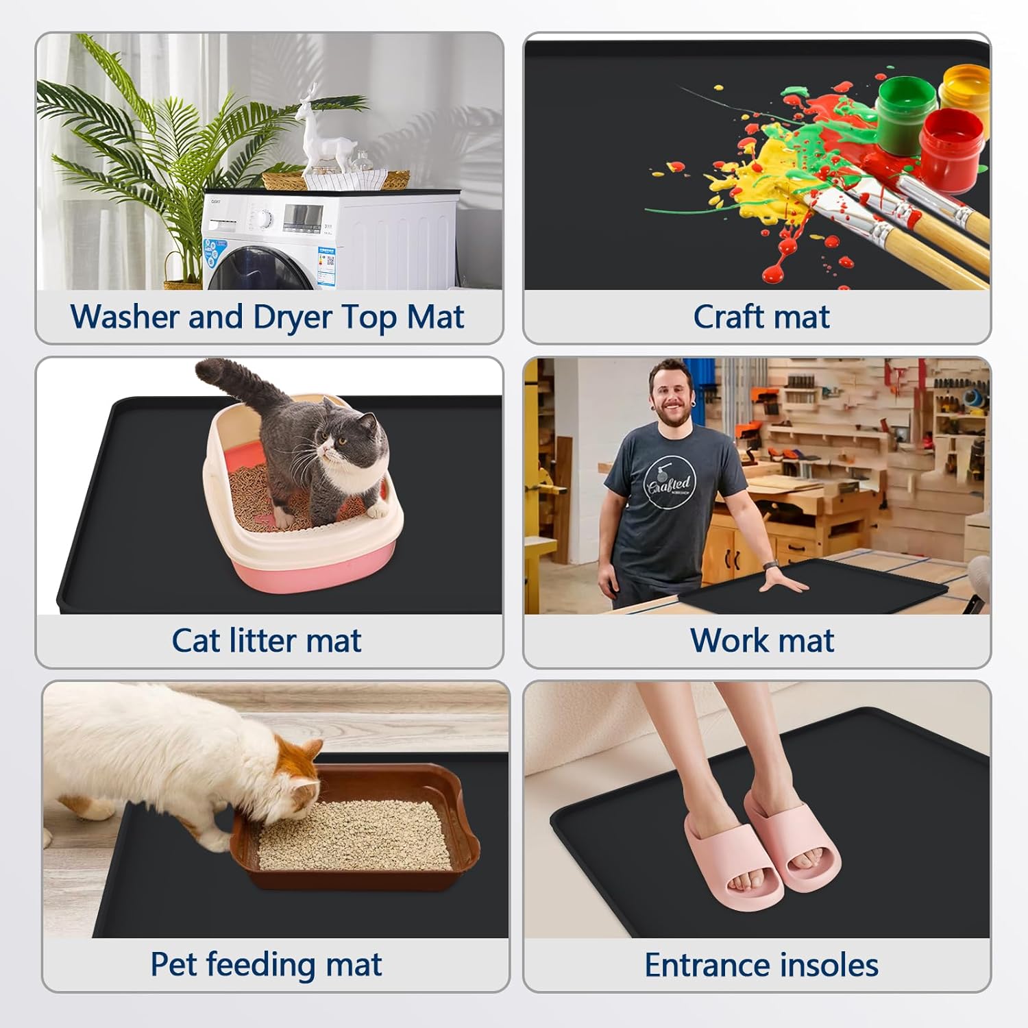 Protective Black Washer and Dryer Cover - 23.6" x 19.7" Non-Slip Silicone Mat for Washing Machine - Heat Resistant Laundry Appliance Top Cover for Home - 1 Piece