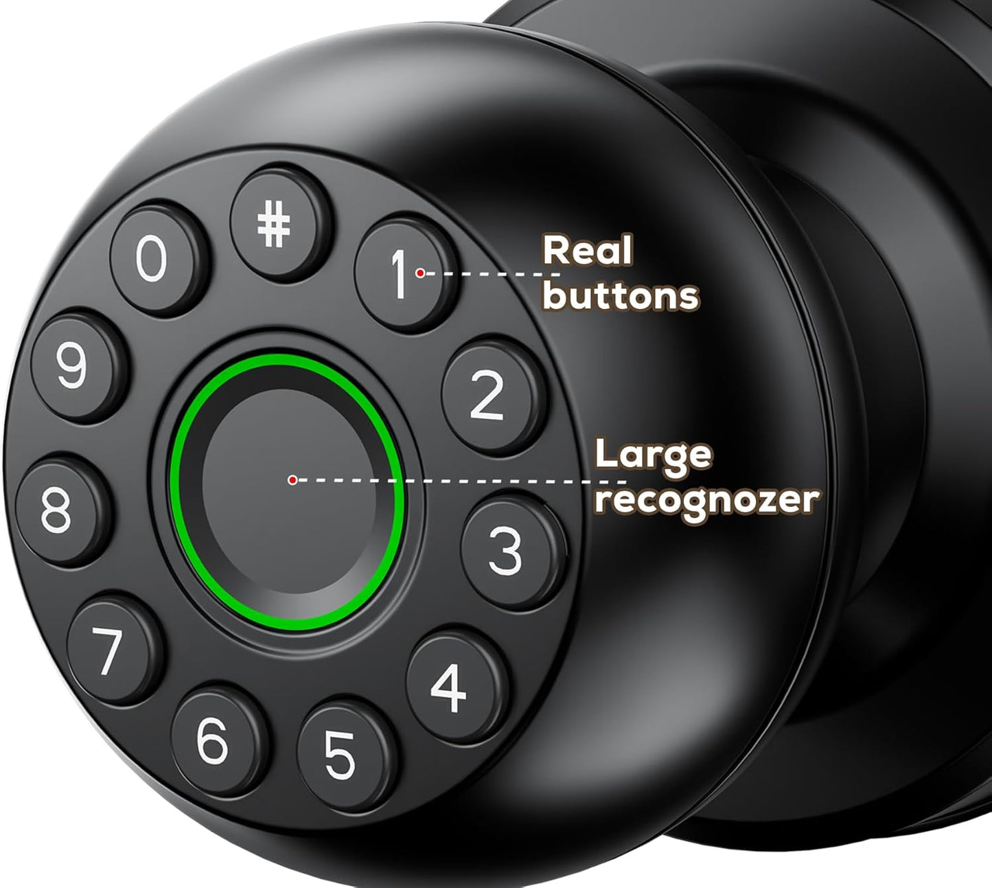 Pulido Smart Fingerprint Door Lock with Keypad and Real Buttons - No App Required - Ideal for Bedroom, Office, Apartment