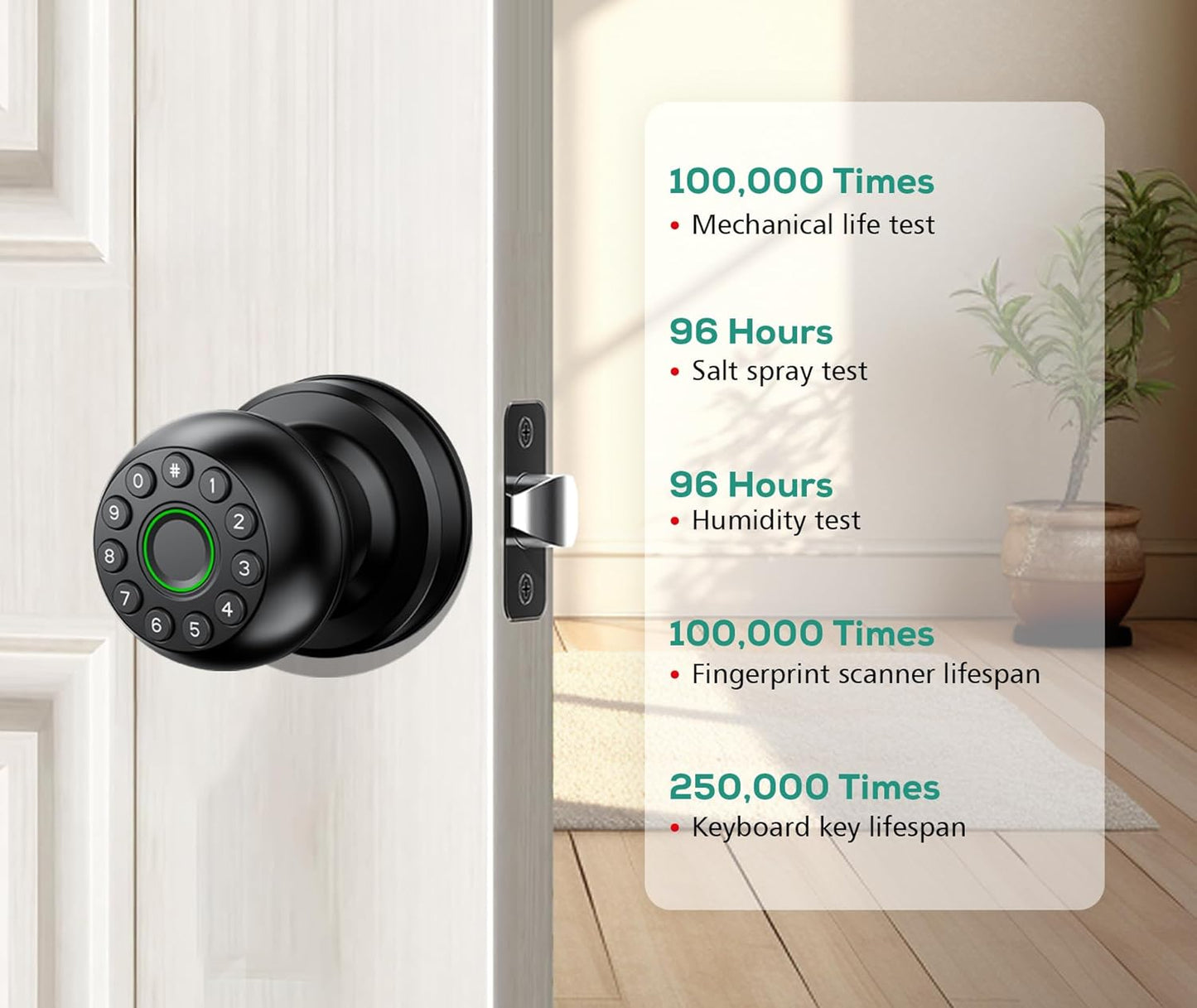 Pulido Smart Fingerprint Door Lock with Keypad and Real Buttons - No App Required - Ideal for Bedroom, Office, Apartment