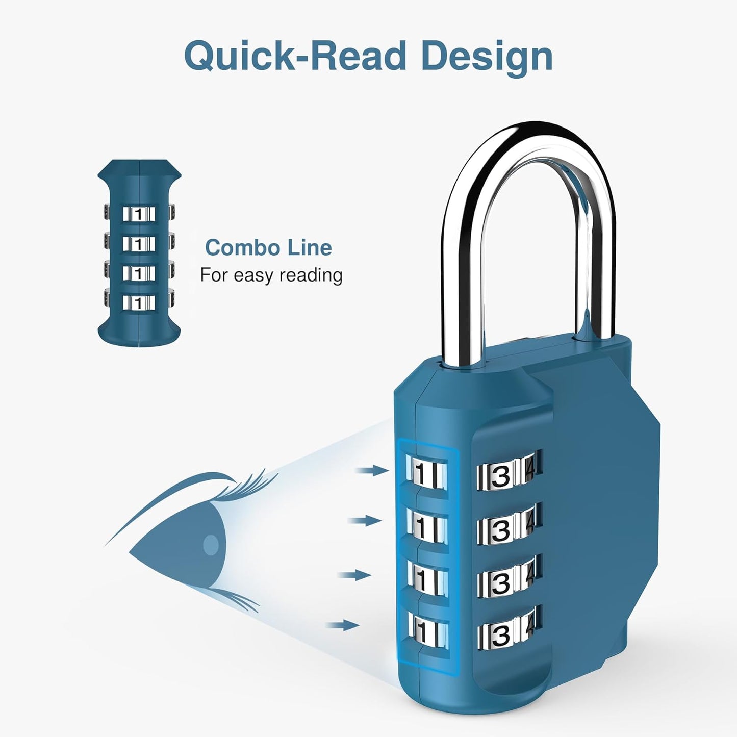 Puroma 1 Pack 4 Digit Combination Lock Outdoor Waterproof Padlock with Long Shackle for School Gym Locker