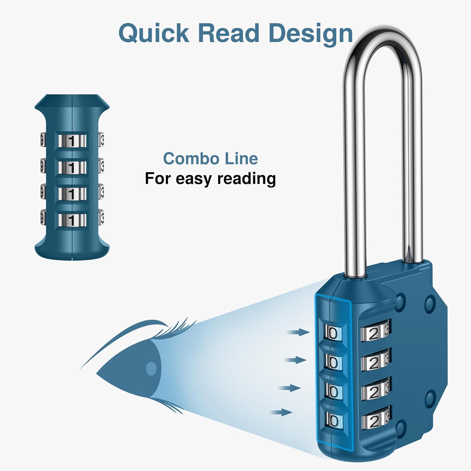Puroma 1 Pack 4 Digit Combination Lock Outdoor Waterproof Padlock with Long Shackle for School Gym Locker