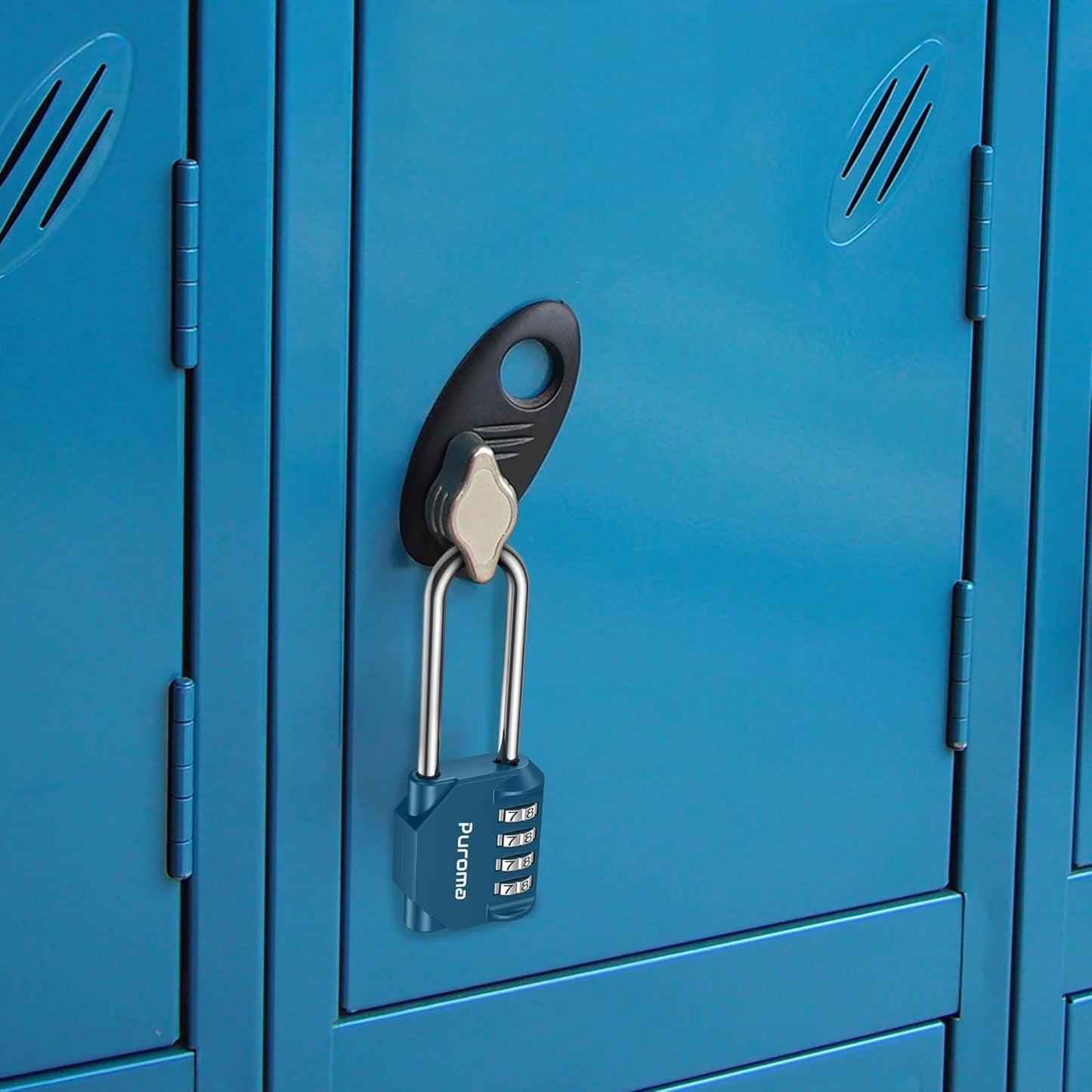 Puroma 1 Pack 4 Digit Combination Lock Outdoor Waterproof Padlock with Long Shackle for School Gym Locker