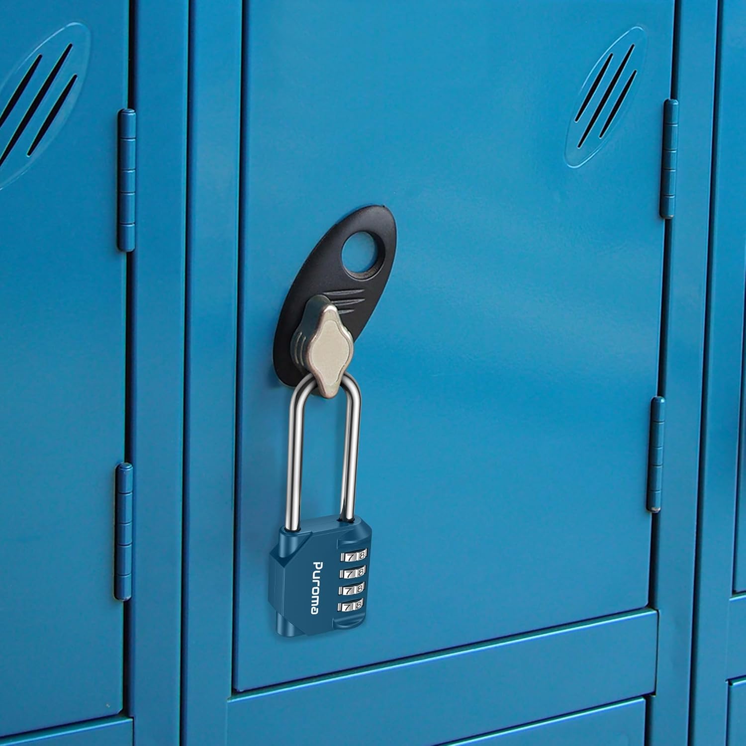 Puroma 1 Pack 4 Digit Combination Lock Outdoor Waterproof Padlock with Long Shackle for School Gym Locker