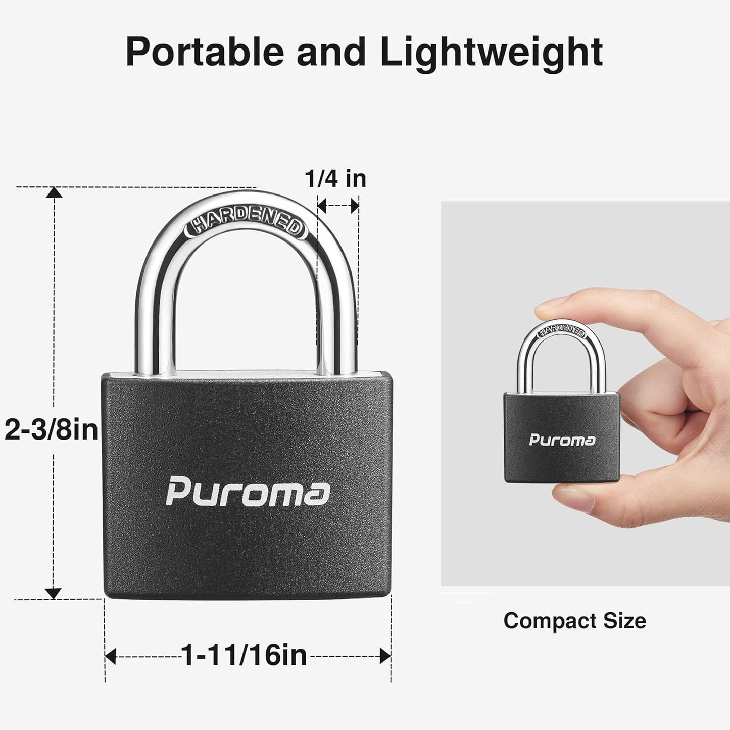 Puroma 2 Pack Outdoor Combination Code Lock & Aluminum Keyed Padlock Set - Waterproof Locks for School Gym Locker, Fence, Shed, Toolbox