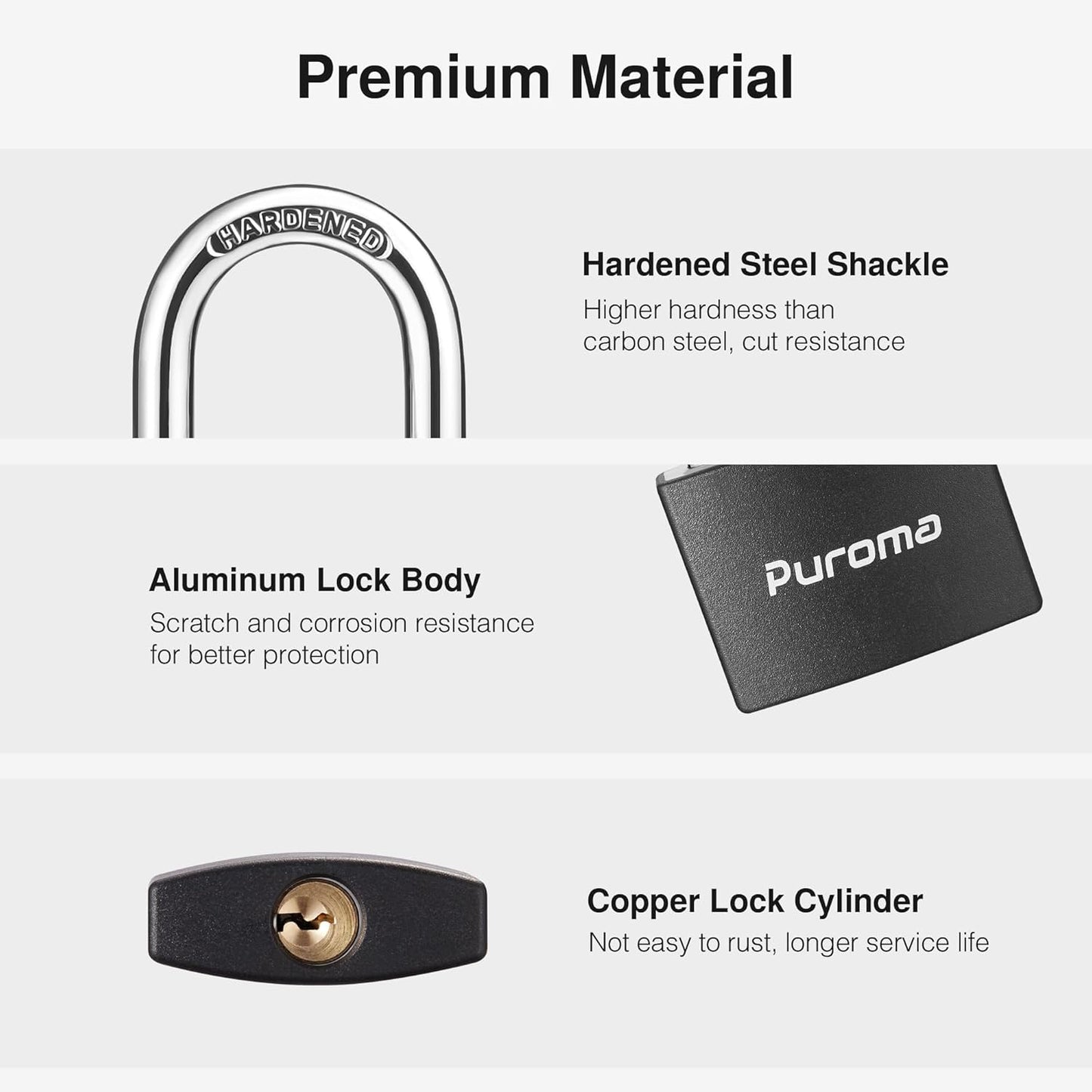 Puroma 2 Pack Outdoor Combination Code Lock & Aluminum Keyed Padlock Set - Waterproof Locks for School Gym Locker, Fence, Shed, Toolbox