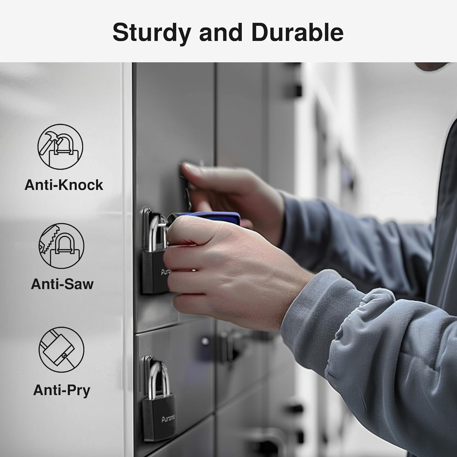 Puroma 2 Pack Outdoor Combination Code Lock & Aluminum Keyed Padlock Set - Waterproof Locks for School Gym Locker, Fence, Shed, Toolbox