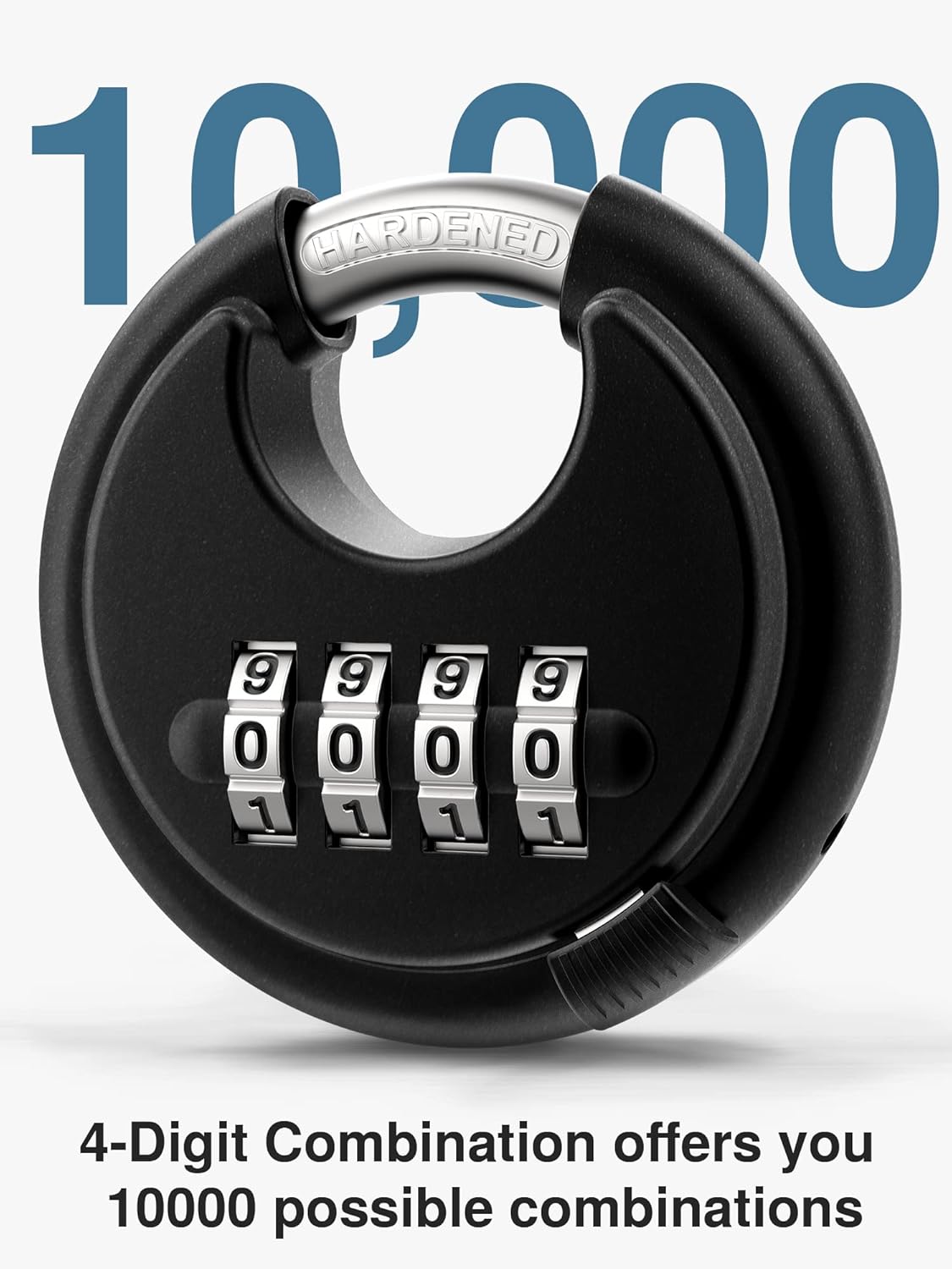 Puroma Combination Lock, 4 Digit Disc Padlock with Hardened Steel Shackle, and Keyed Padlock, Stainless Steel Discus Lock Heavy Duty Locks with 3 Keys