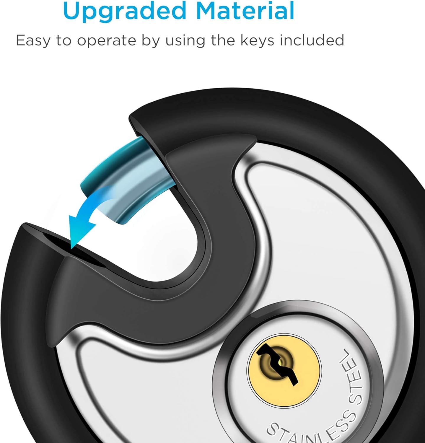 Puroma Combination Lock, 4 Digit Disc Padlock with Hardened Steel Shackle, and Keyed Padlock, Stainless Steel Discus Lock Heavy Duty Locks with 3 Keys