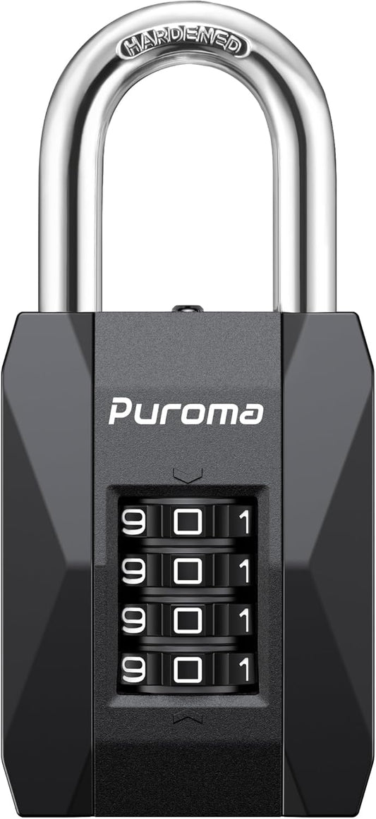Puroma Heavy Duty 4-Digit Combination Lock for Gym Locker & Outdoor Storage - Weatherproof & Resettable Padlock - WildKart