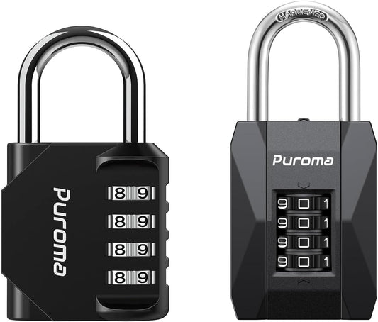 Puroma Heavy Duty Weatherproof 4 Digit Combination Lock for Gym Locker - Outdoor Waterproof Padlock for School Sports Locker