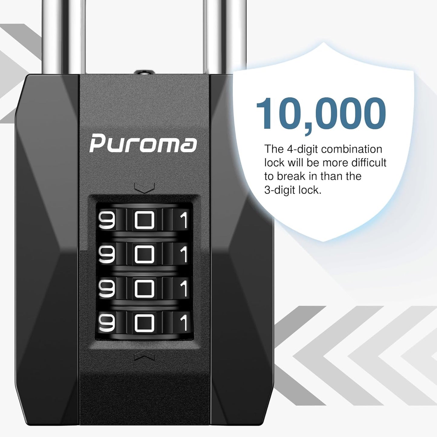 Puroma Heavy Duty Weatherproof 4 Digit Combination Lock for Gym Locker - Outdoor Waterproof Padlock for School Sports Locker