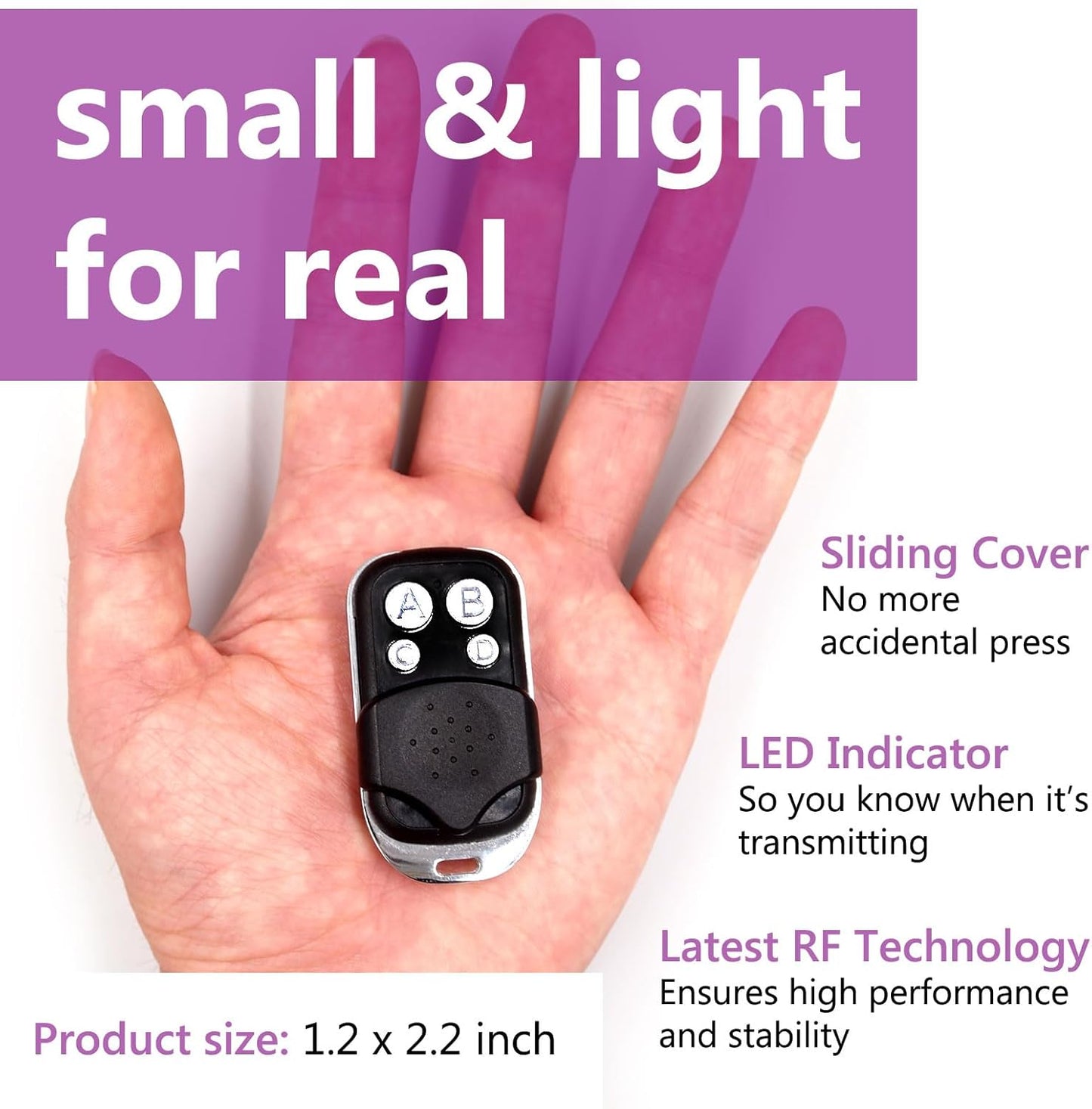 Purple and Red/Orange Keychain Garage Door Opener Remote for LiftMaster Chamberlain Craftsman - Solidremote 371LM 373LM 971LM 973LM with Learn Button