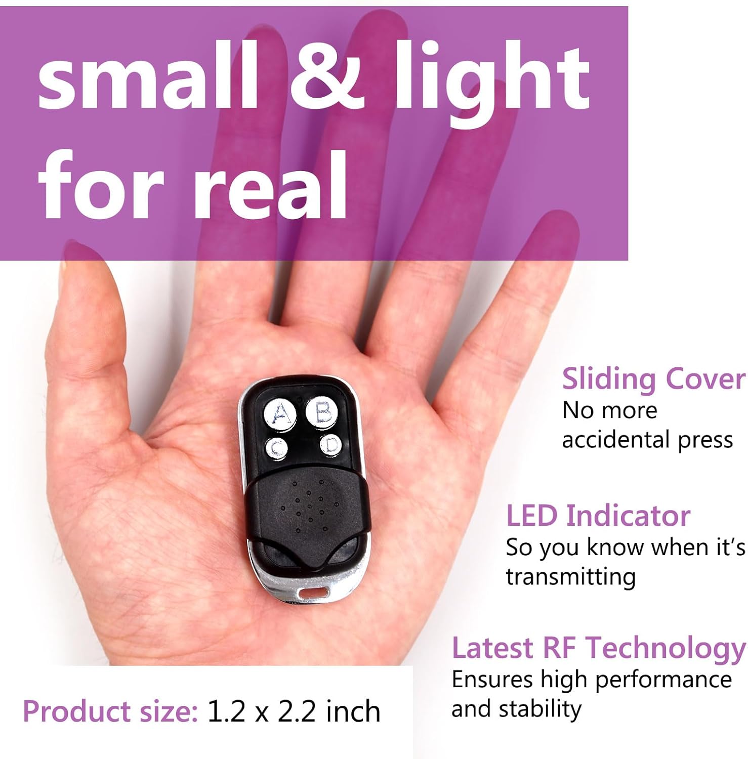 Purple and Red/Orange Keychain Garage Door Opener Remote for LiftMaster Chamberlain Craftsman - Solidremote 371LM 373LM 971LM 973LM with Learn Button