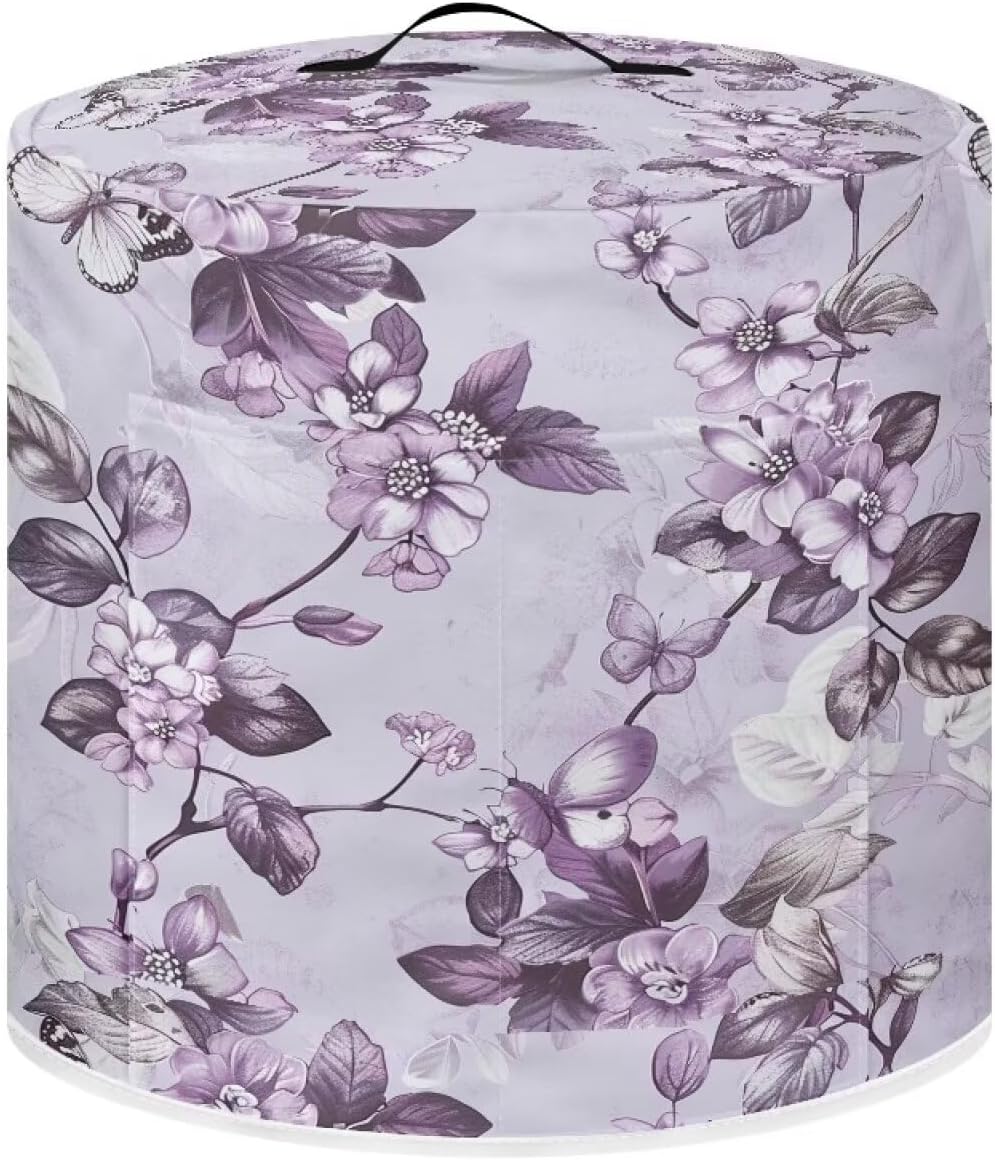 Purple Flower Butterfly 6Qt Instant Pot Rice Cooker Cover - Round Protective Dust-Proof Stain Resistant Electric Appliance Cover - Easy to Clean Kitchen Tool