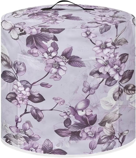 Purple Flower Butterfly 6Qt Instant Pot Rice Cooker Cover - Round Protective Dust-Proof Stain Resistant Electric Appliance Cover - Easy to Clean Kitchen Tool