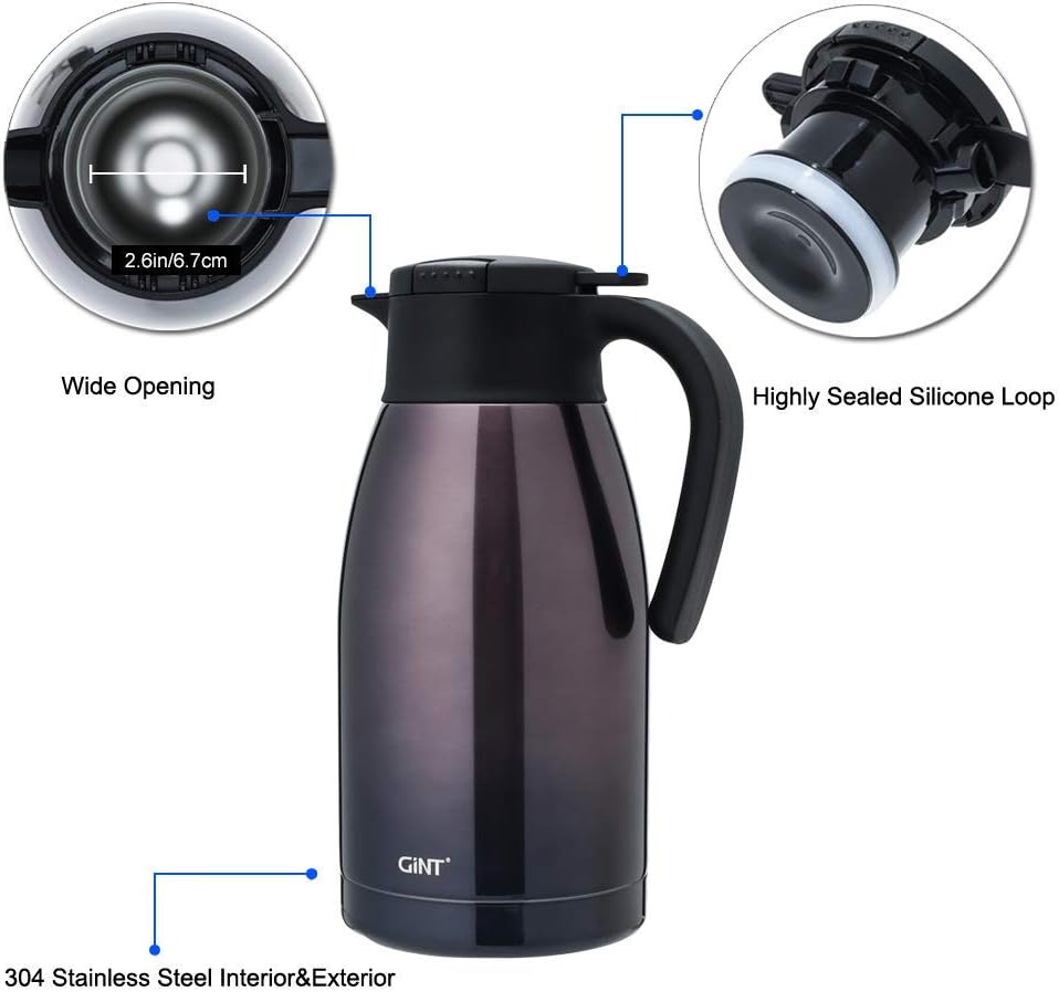 Purple Stainless Steel Coffee Carafe - 1.9L Insulated Thermos