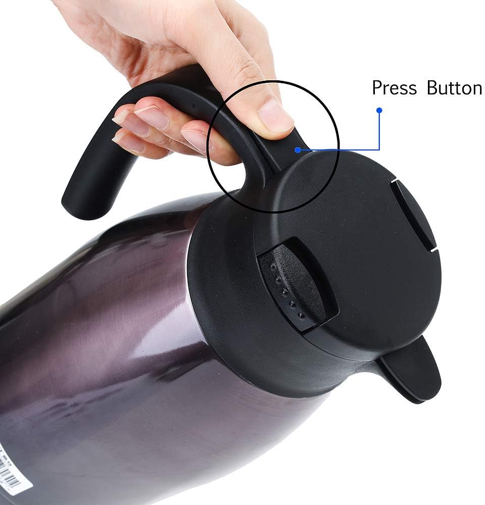 Purple Stainless Steel Coffee Carafe - 1.9L Insulated Thermos