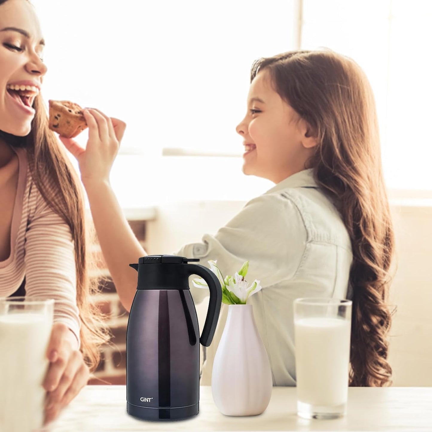 Purple Stainless Steel Coffee Carafe - 1.9L Insulated Thermos