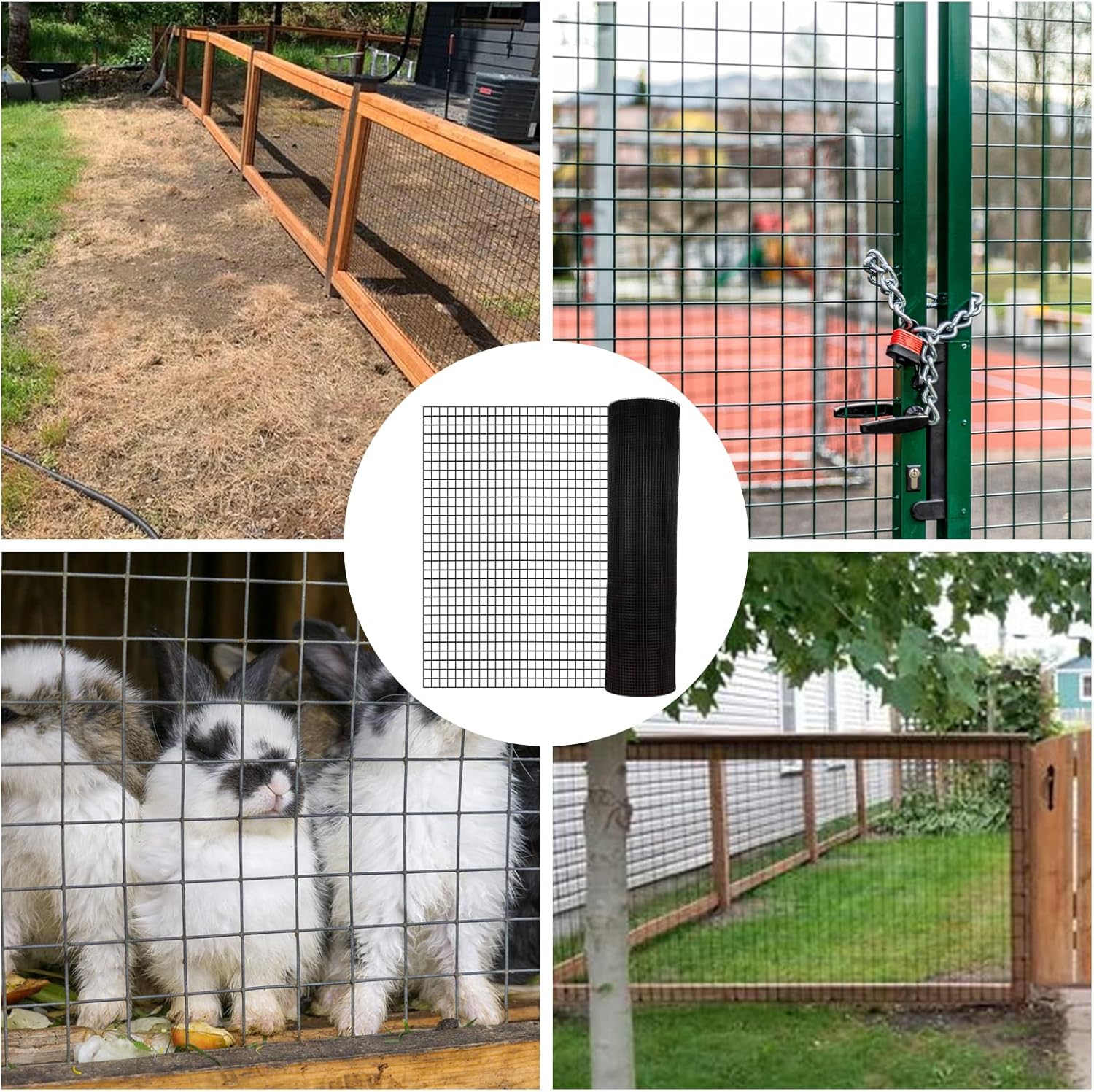 PVC Coated Wire Mesh 48'' x 50' 1/4 inch Black Vinyl Coated Fence - 19 Gauge Chain Link Fence for Chicken Coop and Home Improvement - WildKart
