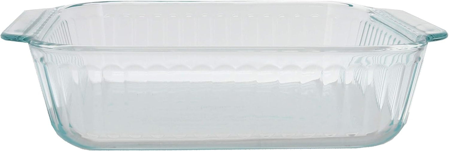 Pyrex 222-SC 8in Clear Glass Baking Dish - American Made Sculpted Bakeware
