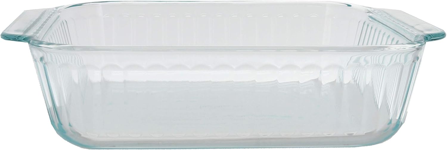 Pyrex 222-SC 8in Clear Glass Baking Dish - American Made Sculpted Bakeware