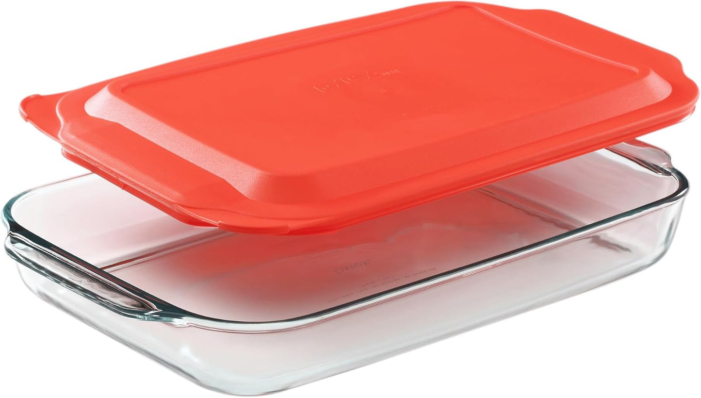 Pyrex Basics 3 QT Glass Baking Dish with Plastic Lid - Oven, Freezer, Microwave Safe Container