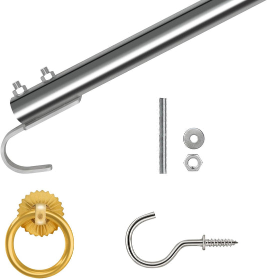 QIANXIHAORQ Complete Attic Ladder Pull Down System Kit with Extension Rod and Storage Hook