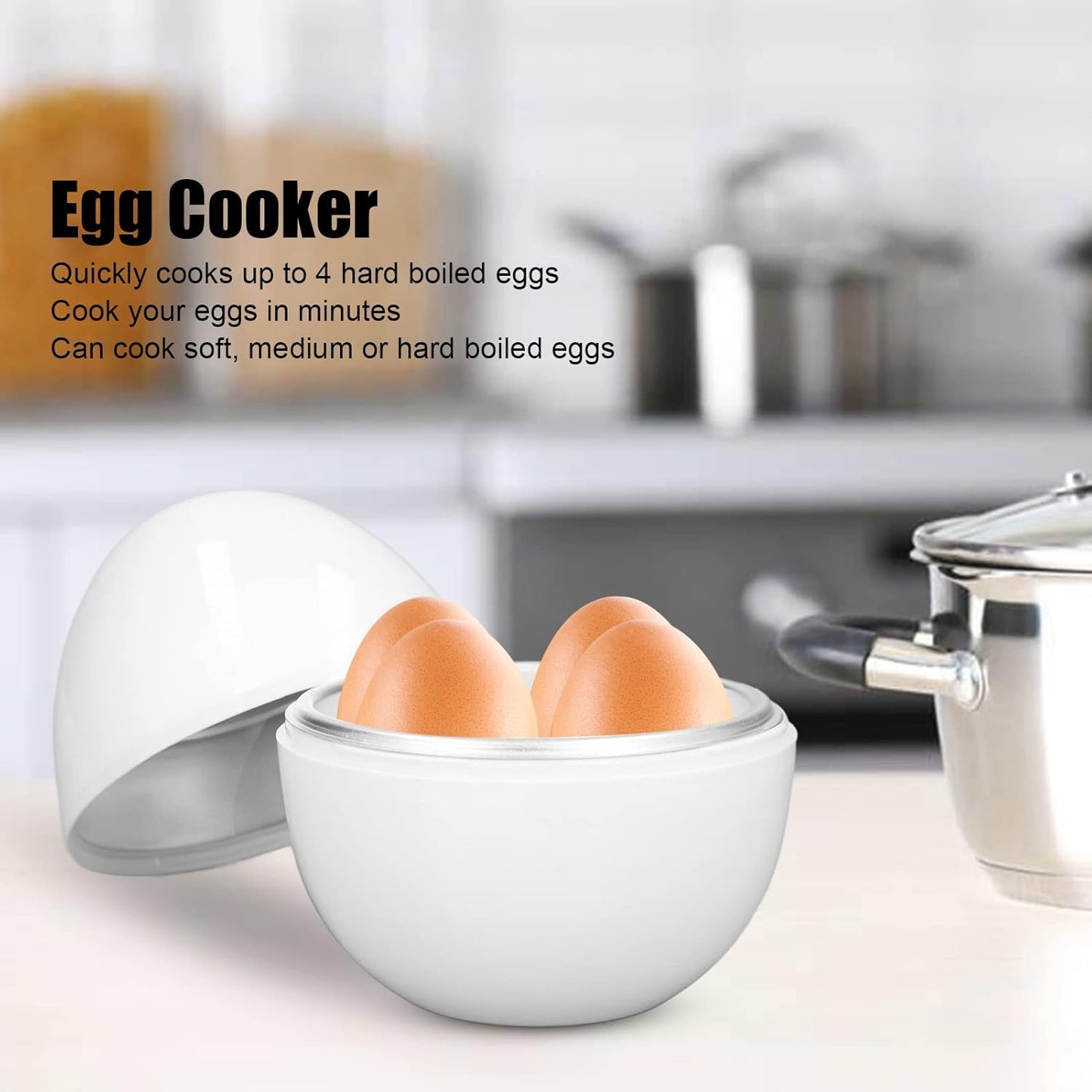 Qiilu Microwave Egg Cooker - Hard Boiled Eggs Maker for 4 Eggs, Compact Design, ABS Material