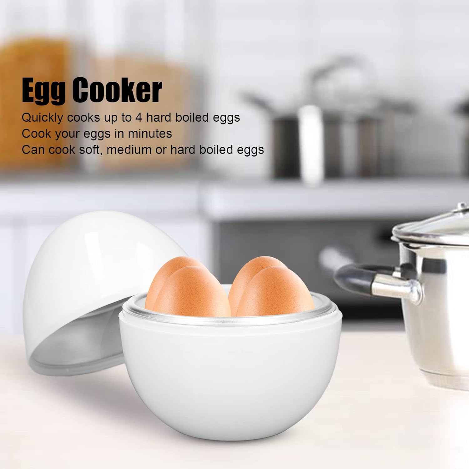 Qiilu Microwave Egg Cooker - Hard Boiled Eggs Maker for 4 Eggs, Compact Design, ABS Material