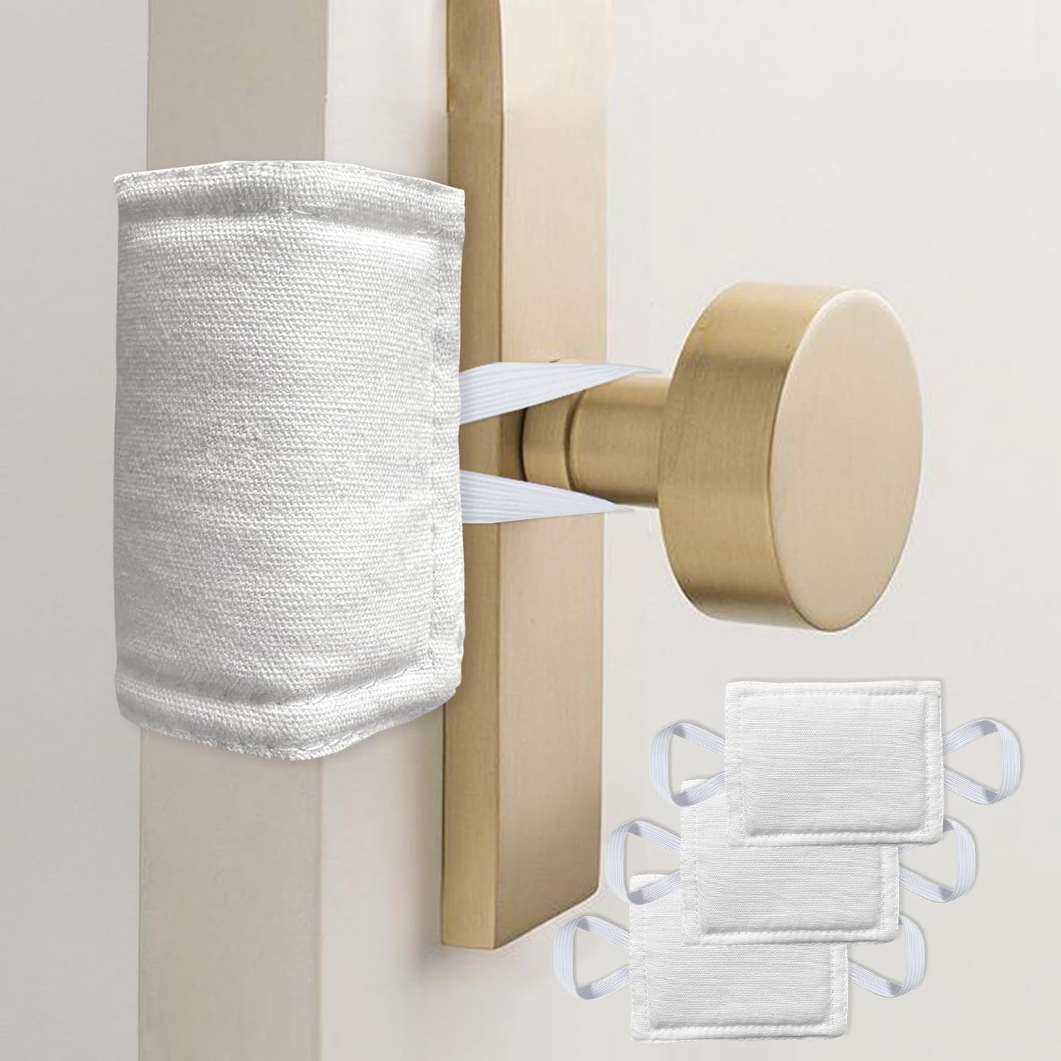 Quiet Door Latch Cover for Baby Nursery - 3 Pack White Silencer Cushions for Light Sleepers - Durable Material, 4x3 inches