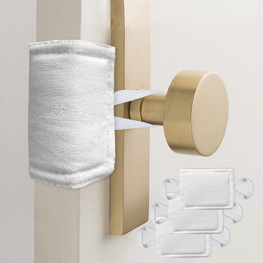 Quiet Door Latch Cover for Baby Nursery - 3 Pack White Silencer Cushions for Light Sleepers - Durable Material, 4x3 inches