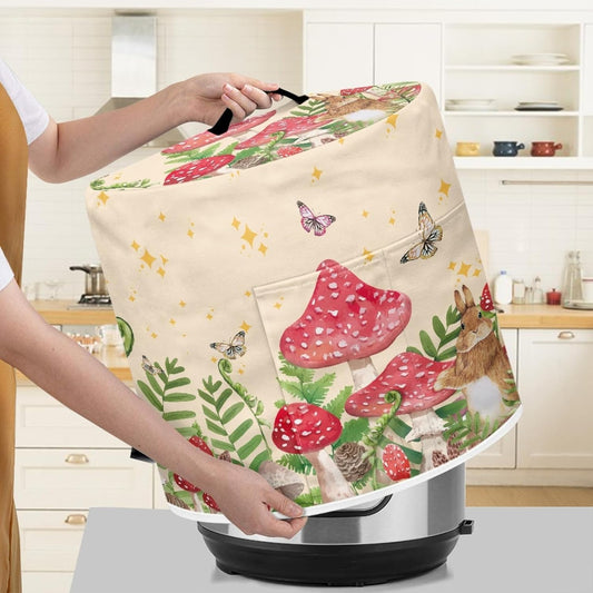 Rabbit Mushroom Butterfly Pattern 6 qt Instant Pot Pressure Cooker Cover with Pockets for Kitchen Appliances