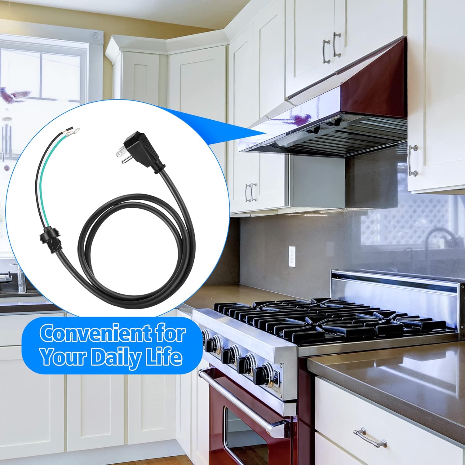 Range Hood Power Cord Kit for Plug-in Conversion - Dreyoo HCK44 Replacement, Compatible with Broan, Nutone - Easy Hardwire to Plug-in Transformation