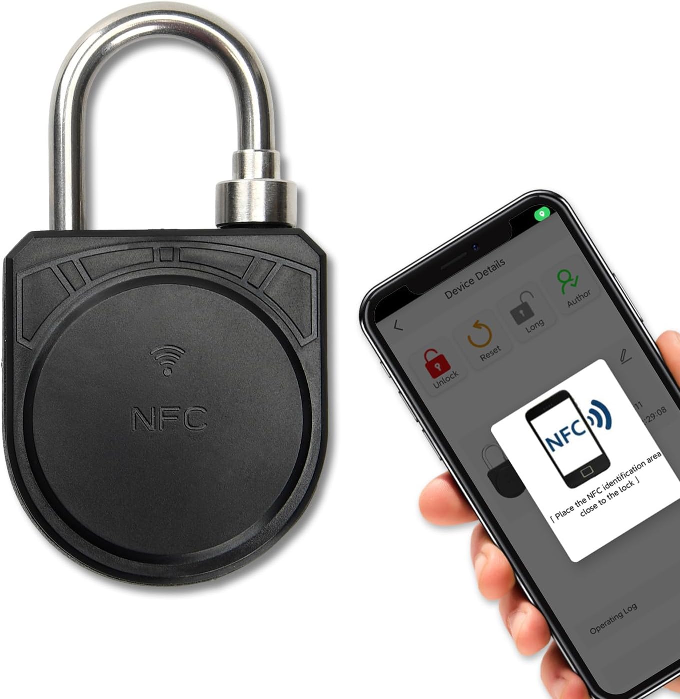 Rasunkae Battery-Free NFC Padlock: Smart Keyless Mobile App Unlocking, Waterproof Anti-Theft Security Lock for Home, Office, School, Outdoor - 1 Pack - WildKart